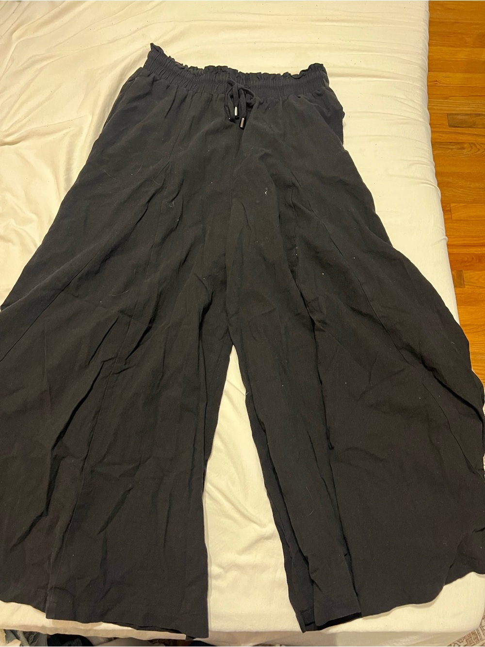 Dolls Kill Black Wide-Leg Drawstring Palazzo Pants